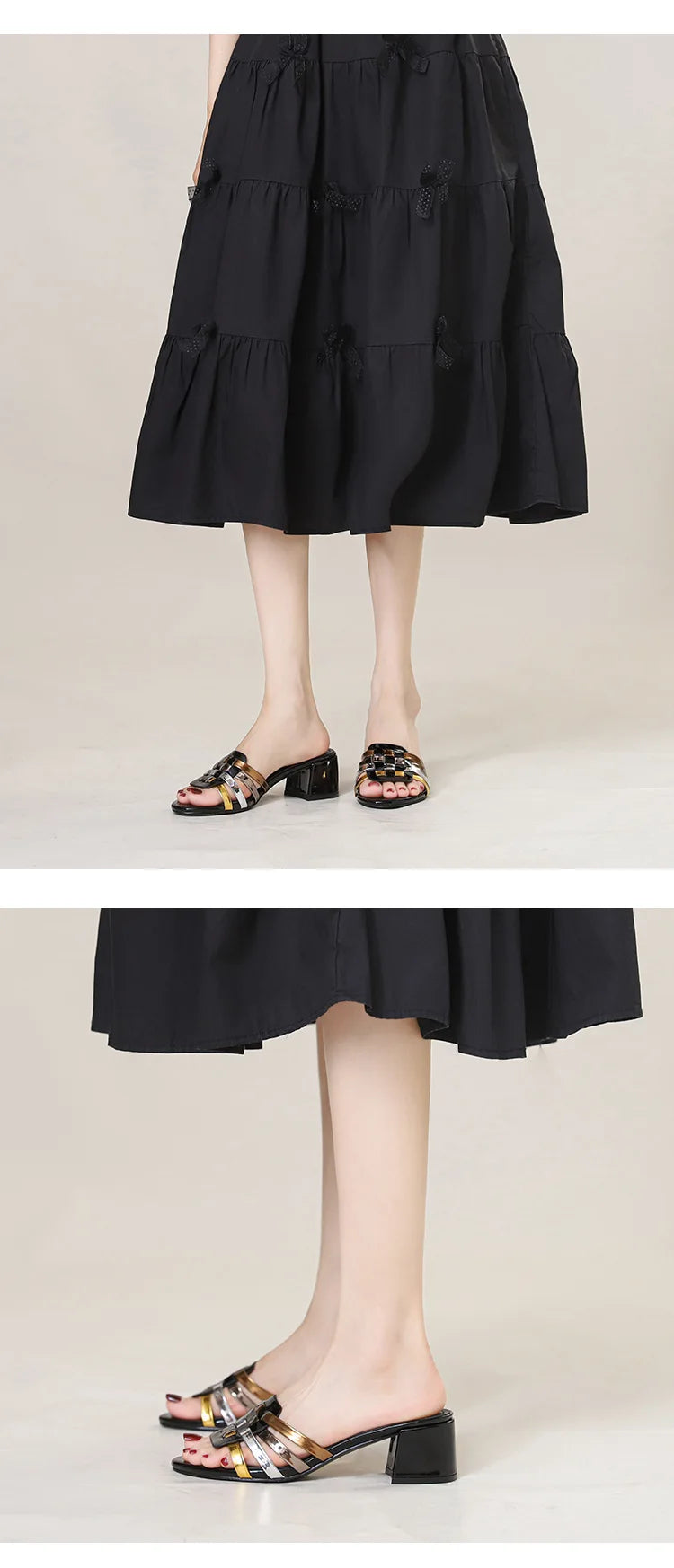 High-end Perforated Women's Flat Sandals with Fashionable Square Heels