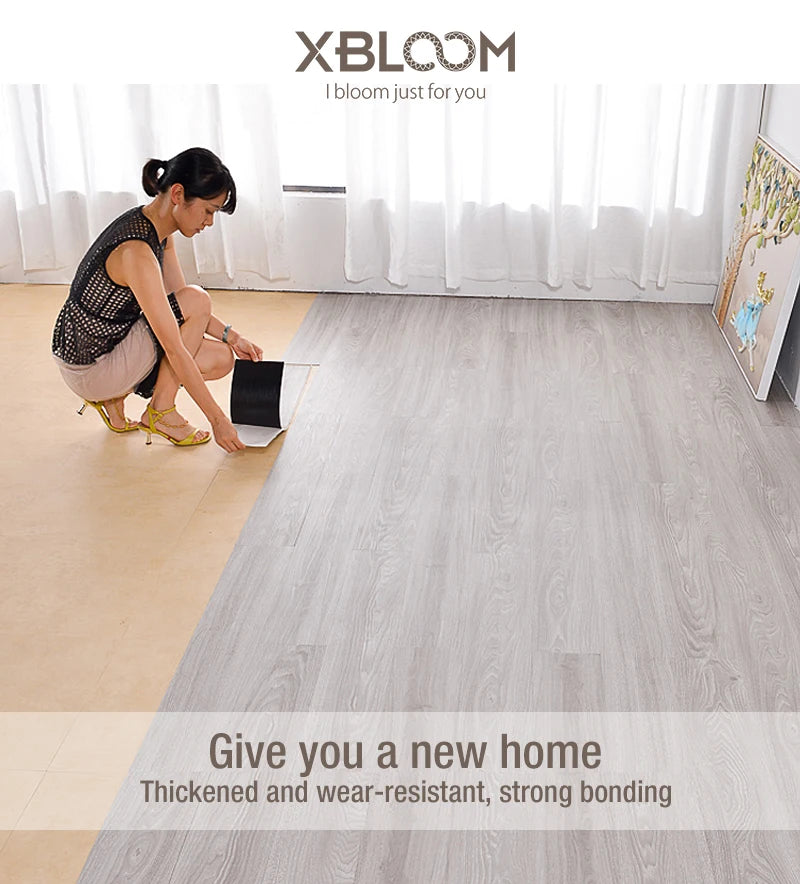 Wood Grain Floor Stickers Modern XPE Foam Wall Sticker Waterproof Self-adhesive for Living room Toilet Kitchen Home Floor Decor