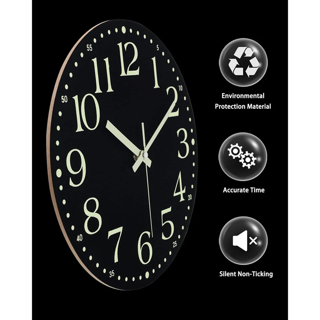 12 inch soft glow wall clock for bedroom