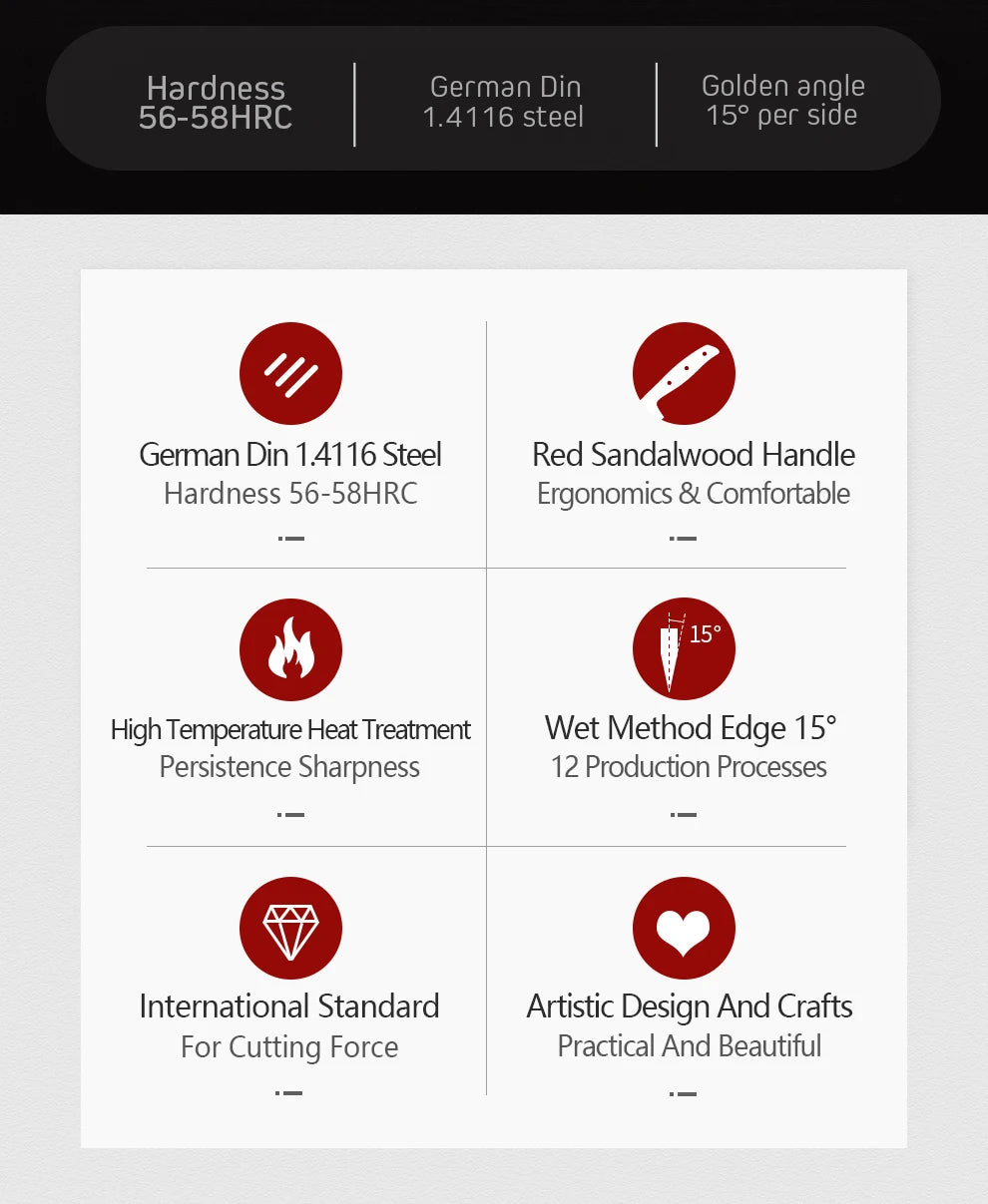 Bộ Dao Nhà Bếp XINZUO 6 Món - Thép Không Gỉ Cao Cấp