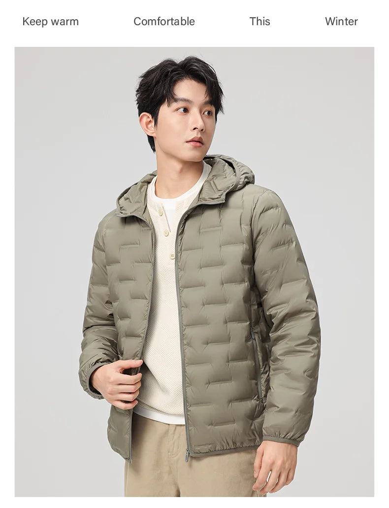 Men's waterproof down jacket keeps warm outdoors