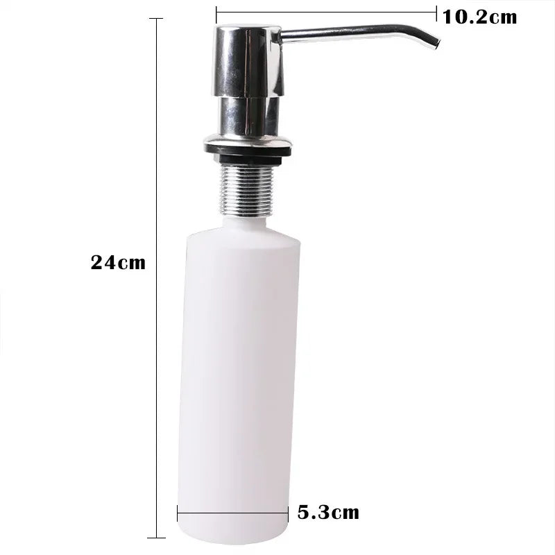 Convenient Stainless Steel Soap Dispenser Mounted On Kitchen Sink