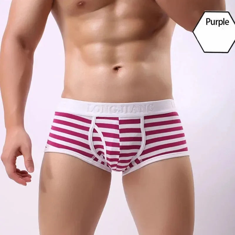 Quần lót nam cotton thoáng khí sọc mềm U-pouch