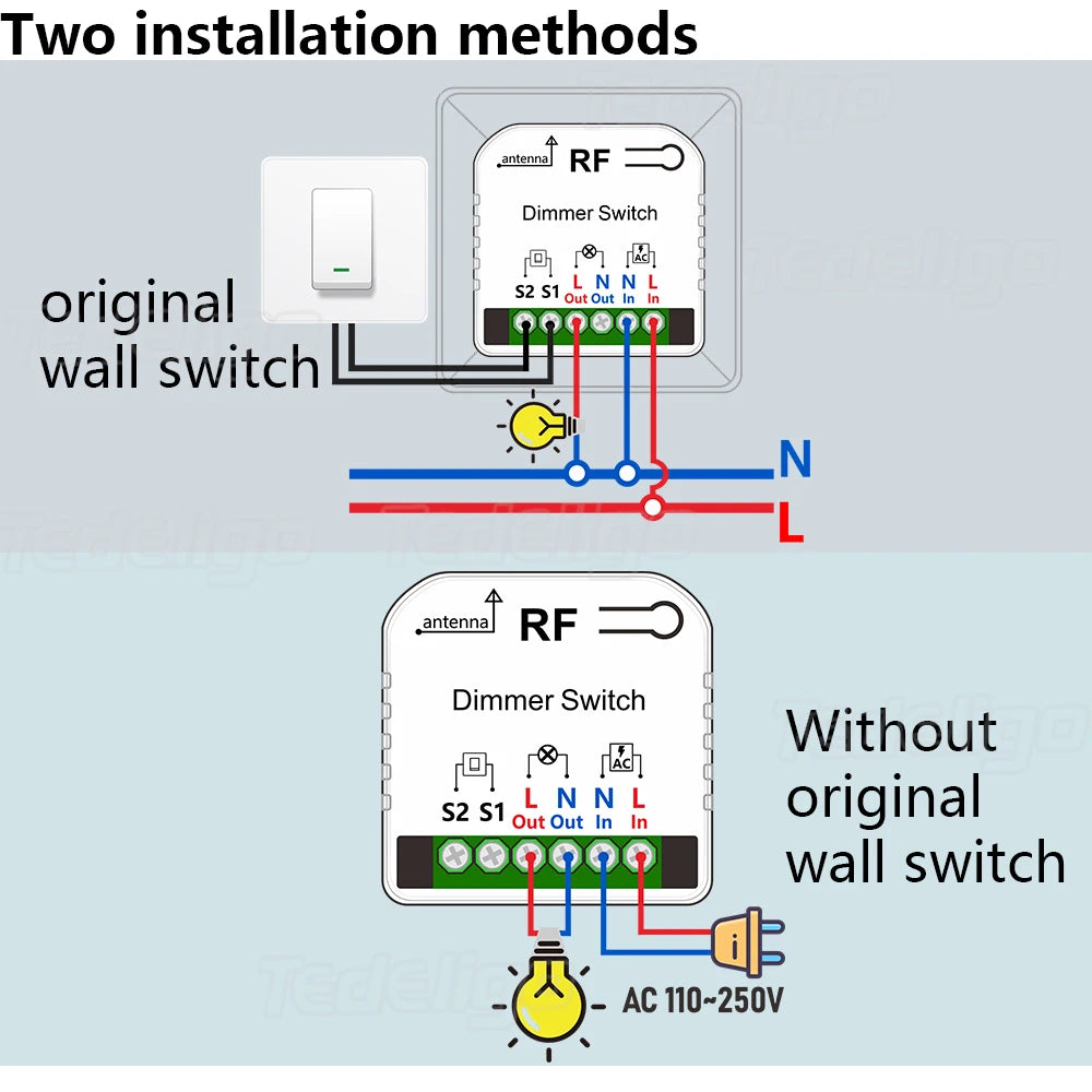 433MHz Dimmer Switch 220V LED Light Adjustment
