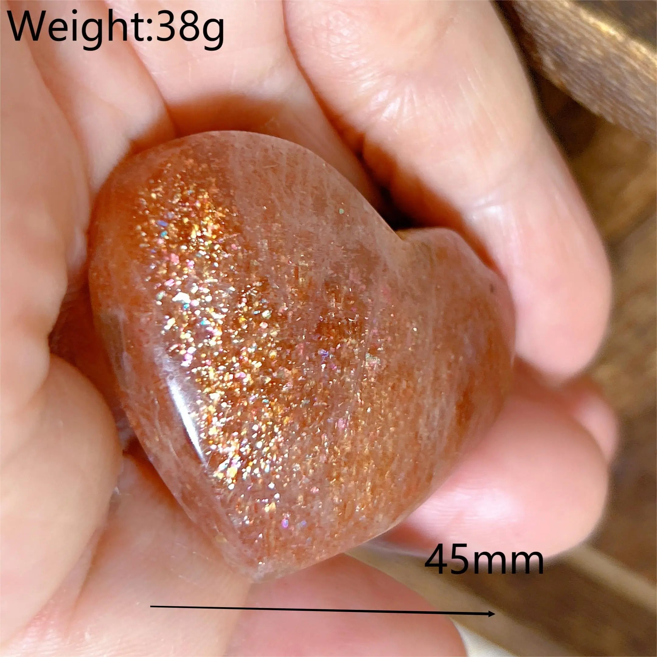 Natural Sunstone Heart Shaped Healing Decoration