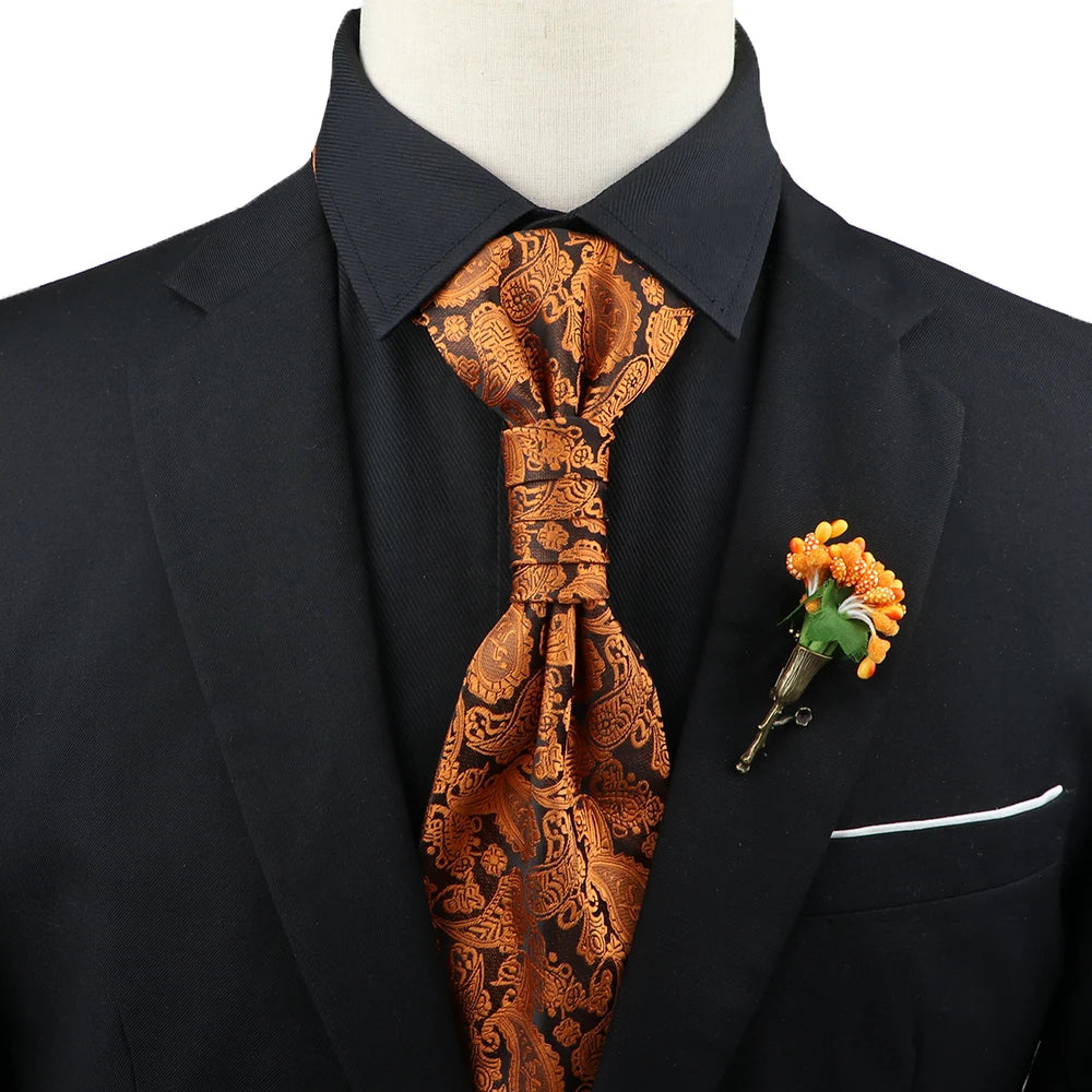 Premium luxury Paisley men's tie &amp; brooch