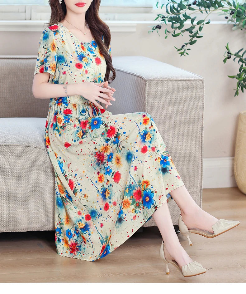 Đầm Suông Nữ Hè 2025 - Thiết Kế Thanh Lịch In Họa Tiết - Daisan Mart