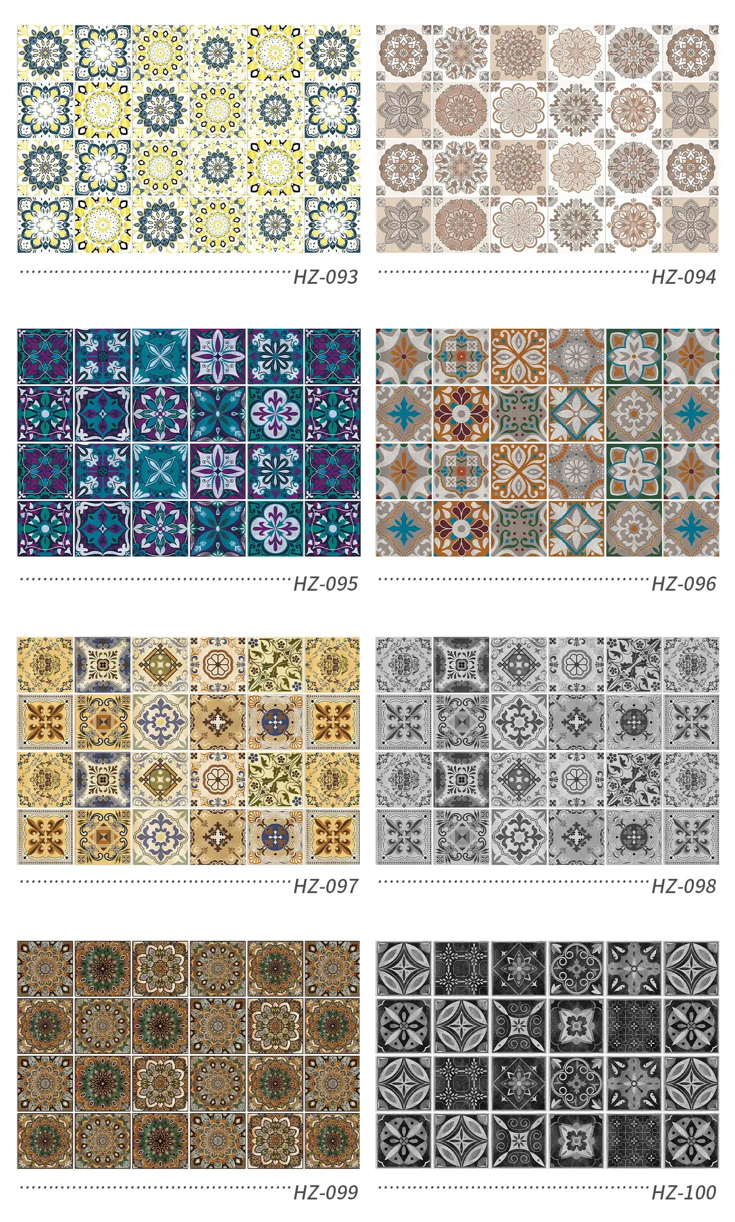 24Pcs European retro style Art Tile Wall Stickers With Self Adhesive Removable Bathroom Kitchen Waterproof Pvc Decal Wallpaper