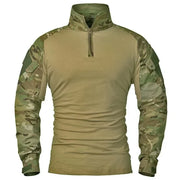 Men's Tear Resistant Cotton Camo Long Sleeve Tactical Shirt