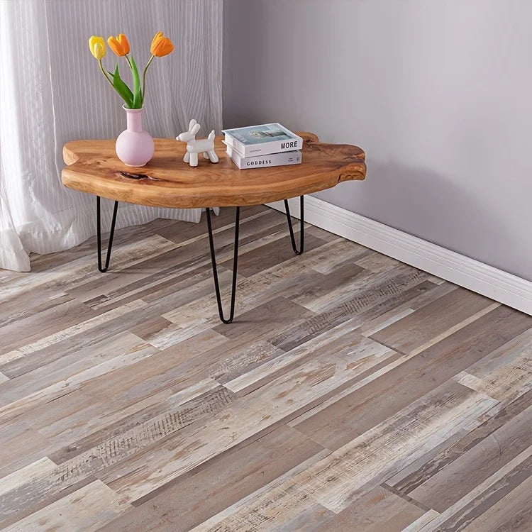 Imitation Wood Grain Self-adhesive Floor Sticker Waterproof for Kitchen Bedroom Living Room Peel and Stick Flooring Home Decor