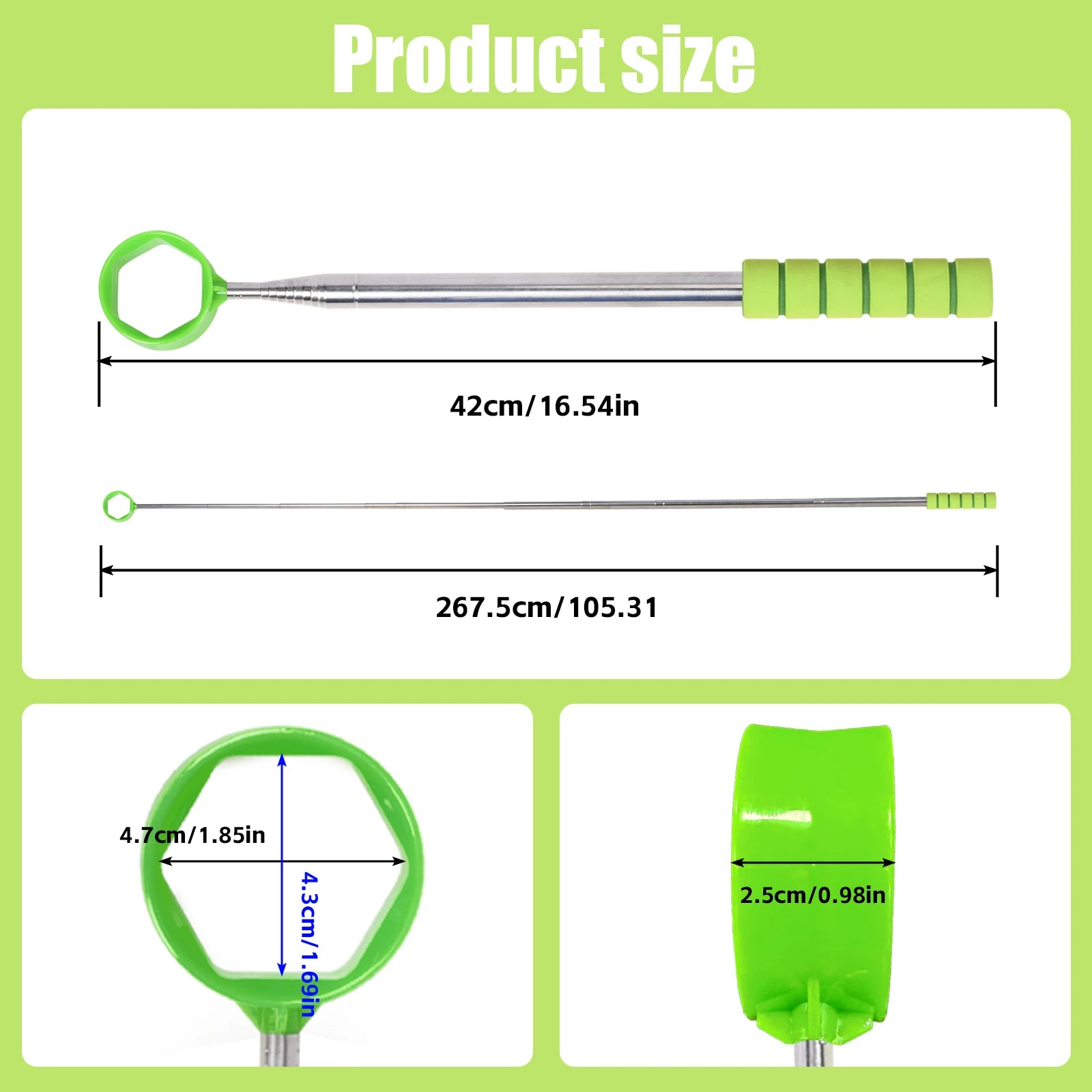 2-sided stainless steel golf ball picker, durable, compact