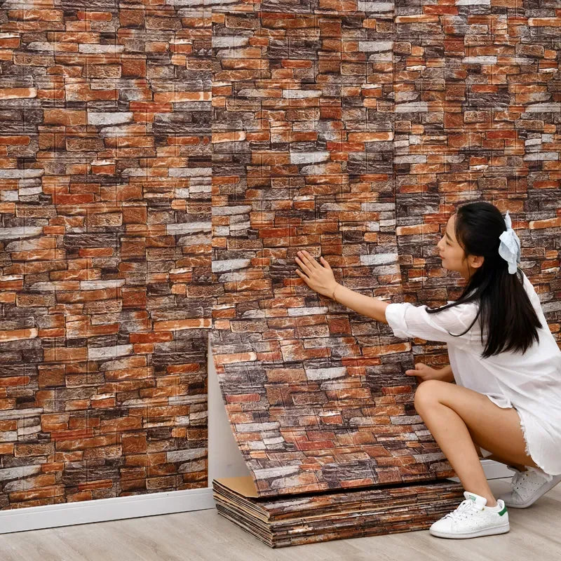 3D waterproof self-adhesive brick-like wall panels