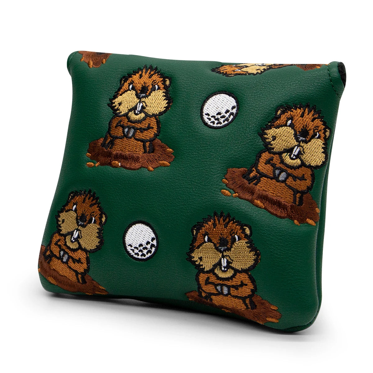 Groundhog Premium Embroidered Green Leather Golf Club Cover