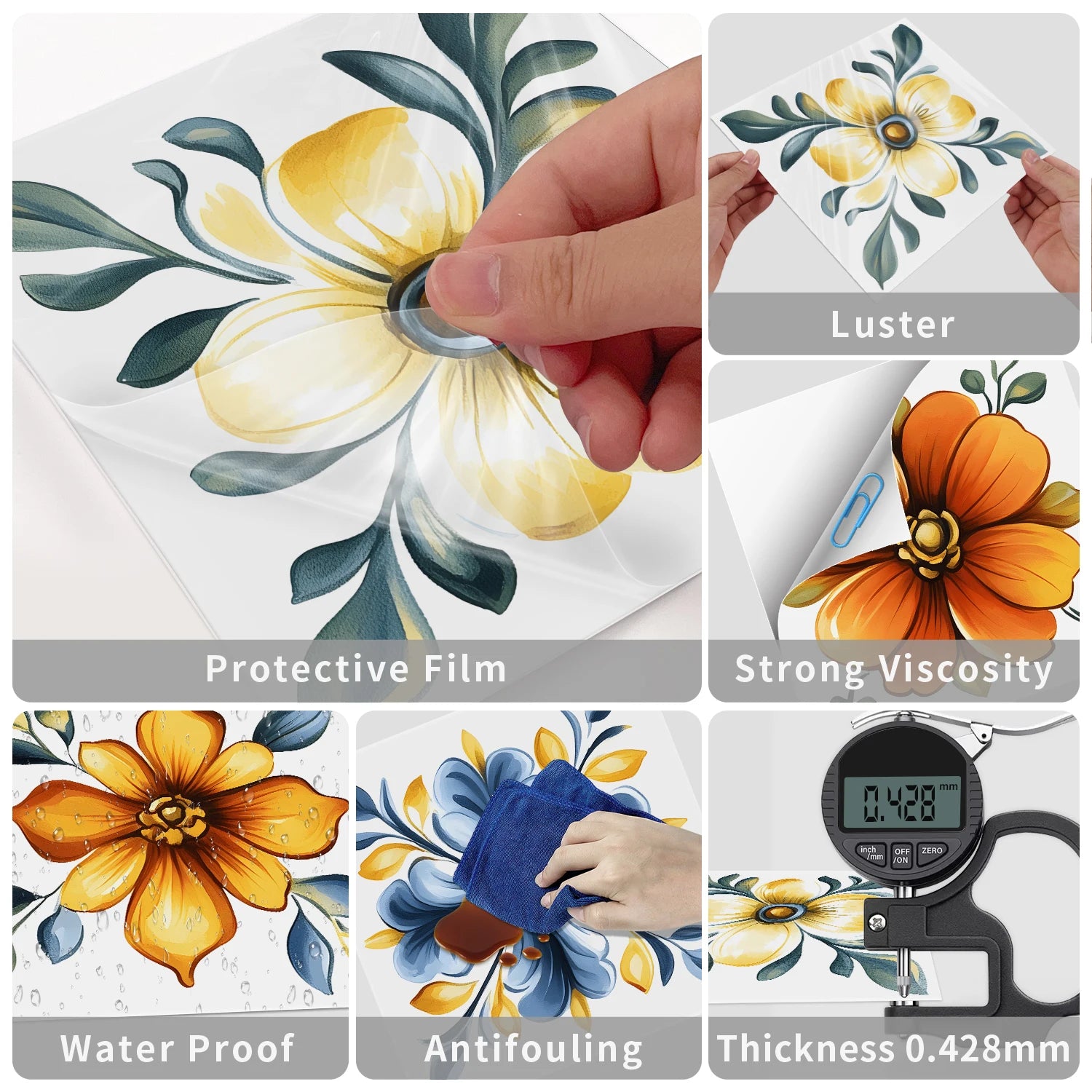 24pcs/Set Self-Adhesive Waterproof Art Wall Stickers For Living Room, Kitchen Oil Resistant Tiles Stickers For Room Decor Decal