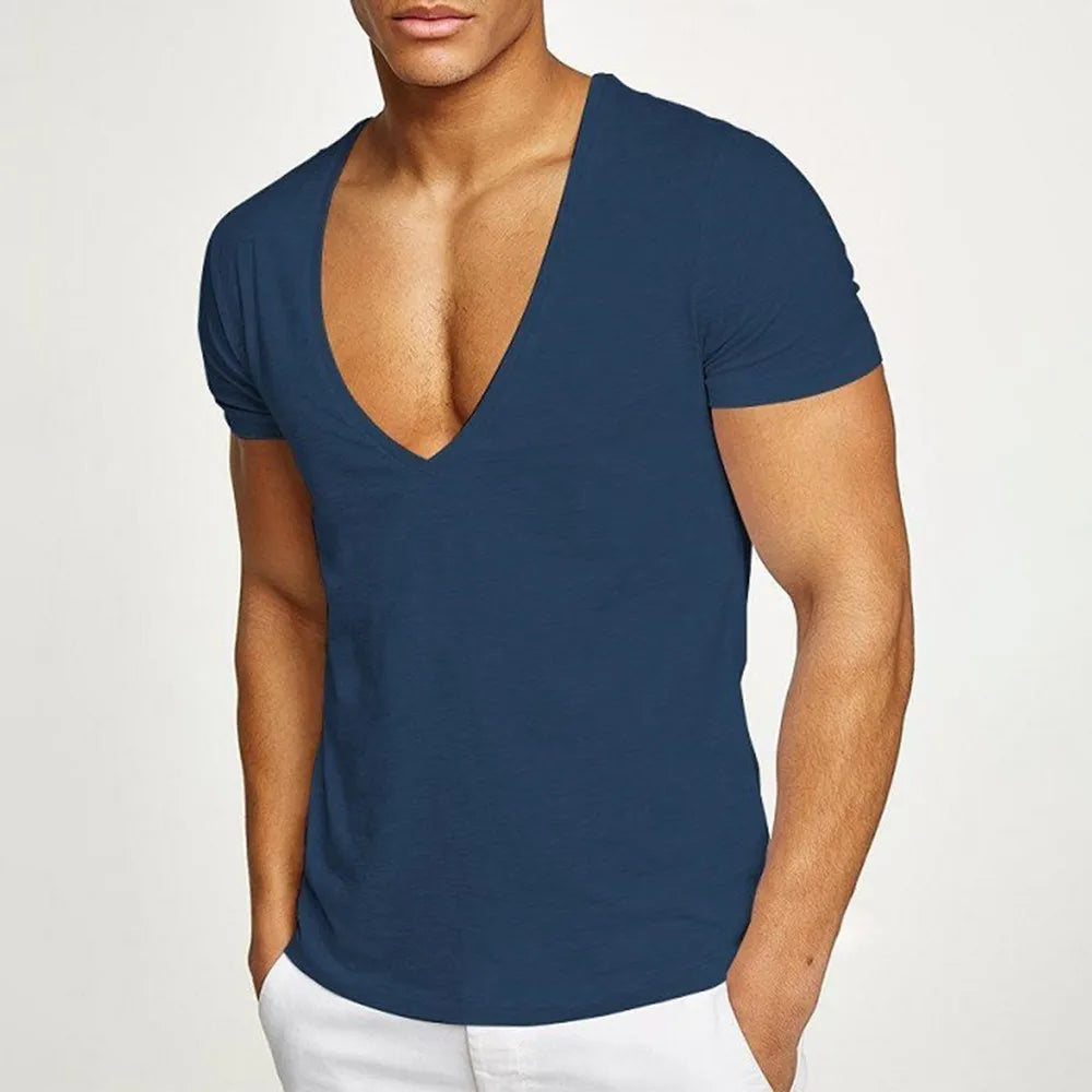 Áo Thun Nam Cơ Bản Hè V-Neck Tập Gym Thể Thao