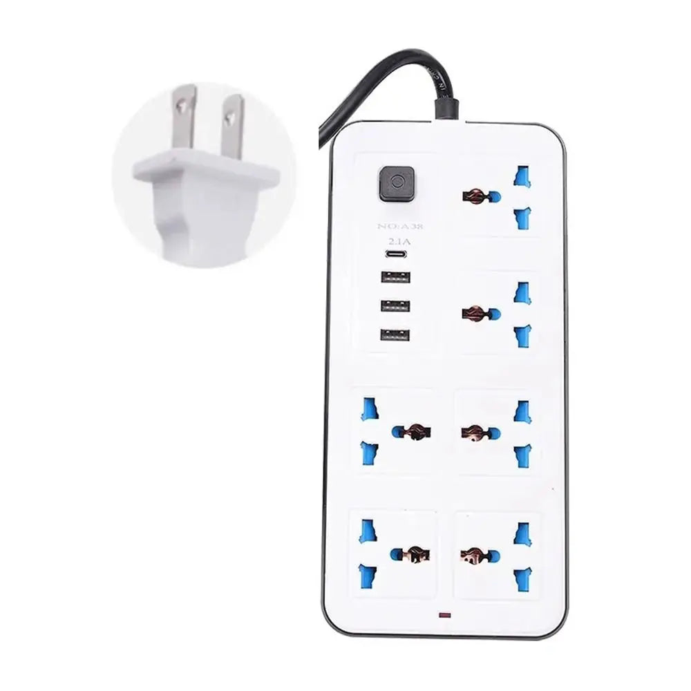 Ổ Cắm Đa Năng 2m, 4 Cổng USB, EU/US/UK, Sạc Nhanh