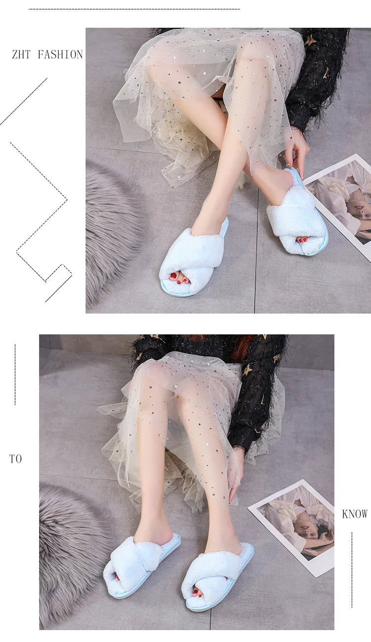 Warm Furry Slippers - Women &amp; Men, Indoor Wear 20024