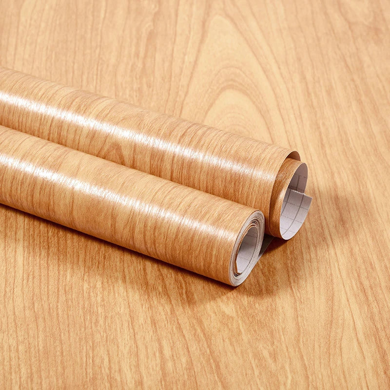 Wood Grain Home Decor Furniture Waterproof Vinyl Wall Sticker Self Adhesive PVC Wallpaper Kitchen Cabinet Door Sticker