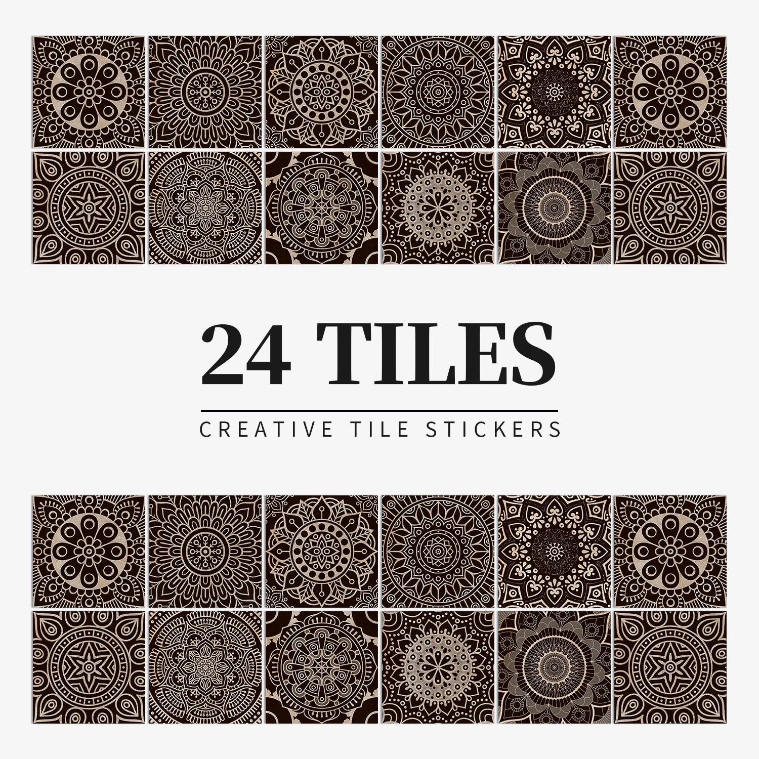 24Pcs European retro style Art Tile Wall Stickers With Self Adhesive Removable Bathroom Kitchen Waterproof Pvc Decal Wallpaper
