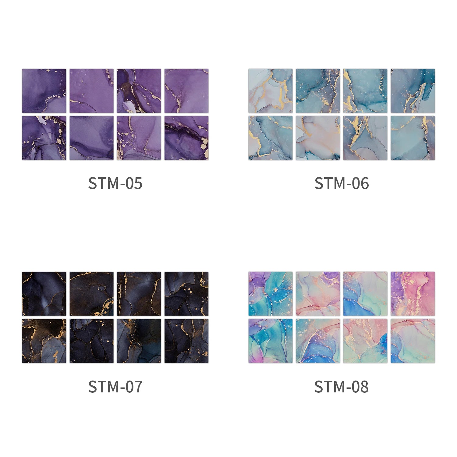8PCS/Set Minimalist Black Marble Wall Stickers, Kitchen Bathroom Waterproof Self-Adhesive Ceramic Tile Stickers, Room Wallpaper