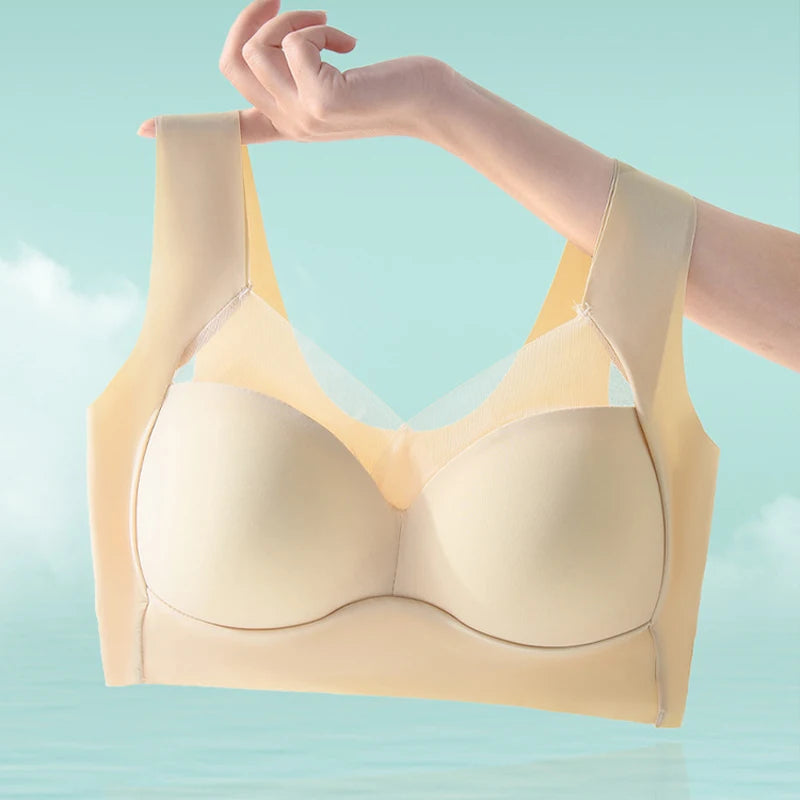 Áo Ngực Nữ Không Đường May Ren Đẩy Nâng Plus Size