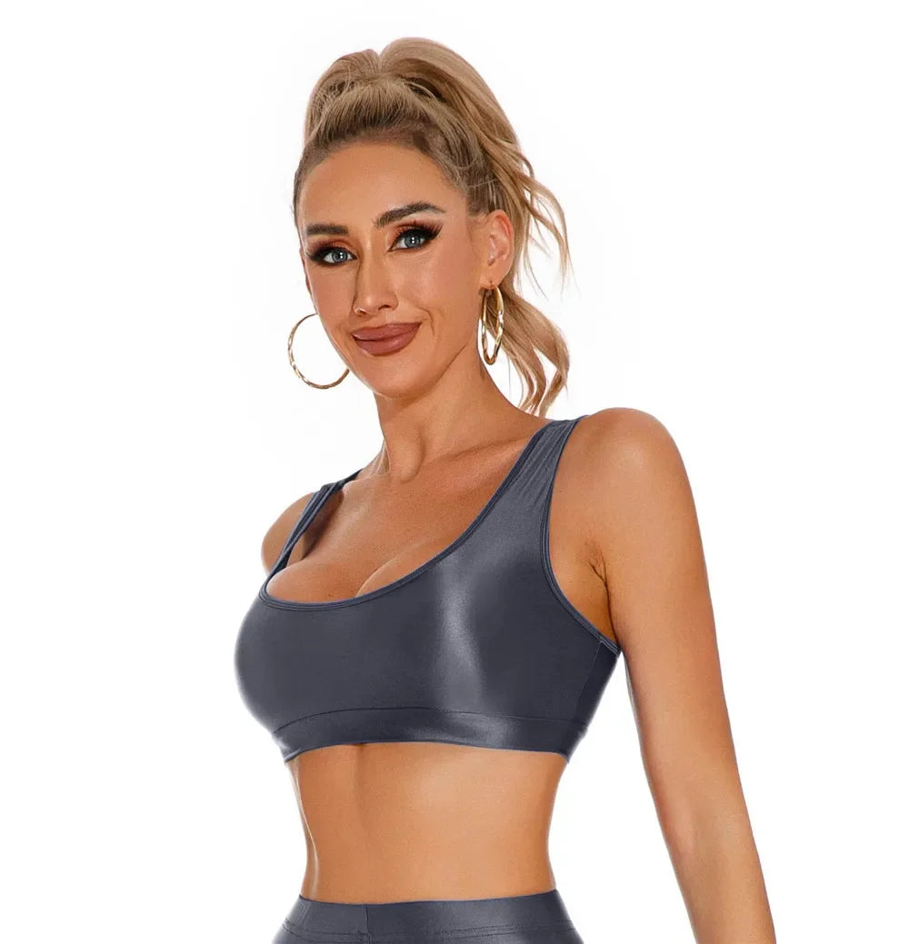 Women's Sexy Crop Top Bodycon Sports U-Neck