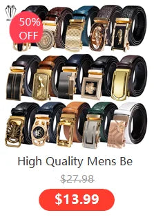 Men's Multi-Color Leather Belt 3.5cm With Automatic Buckle