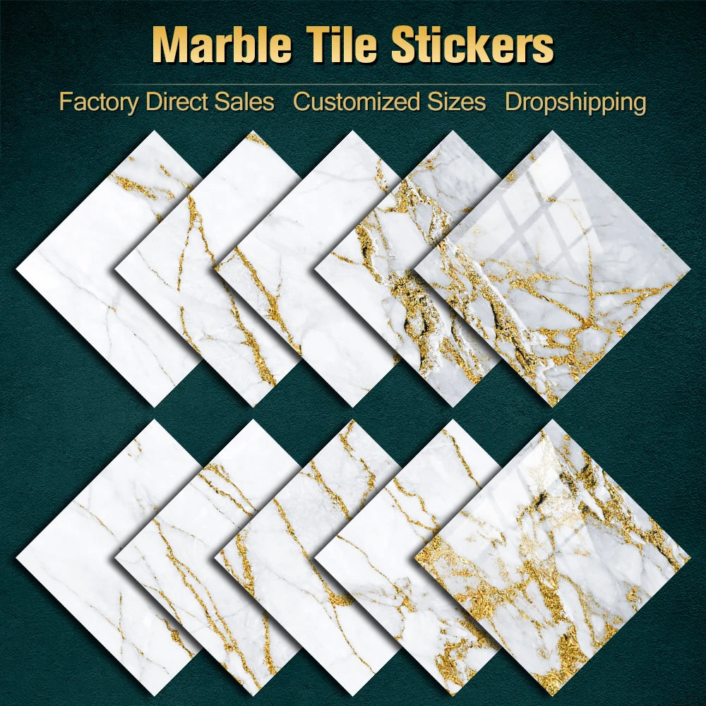 Set of 10 Decorative Oil-Resistant Yellow and White Tile Stickers