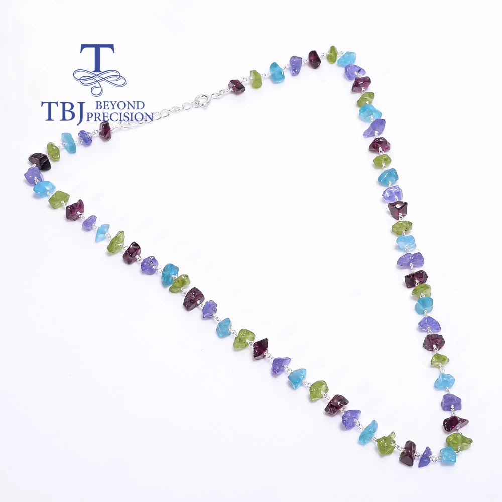 925 Silver Necklace with Unique Design Gemstones
