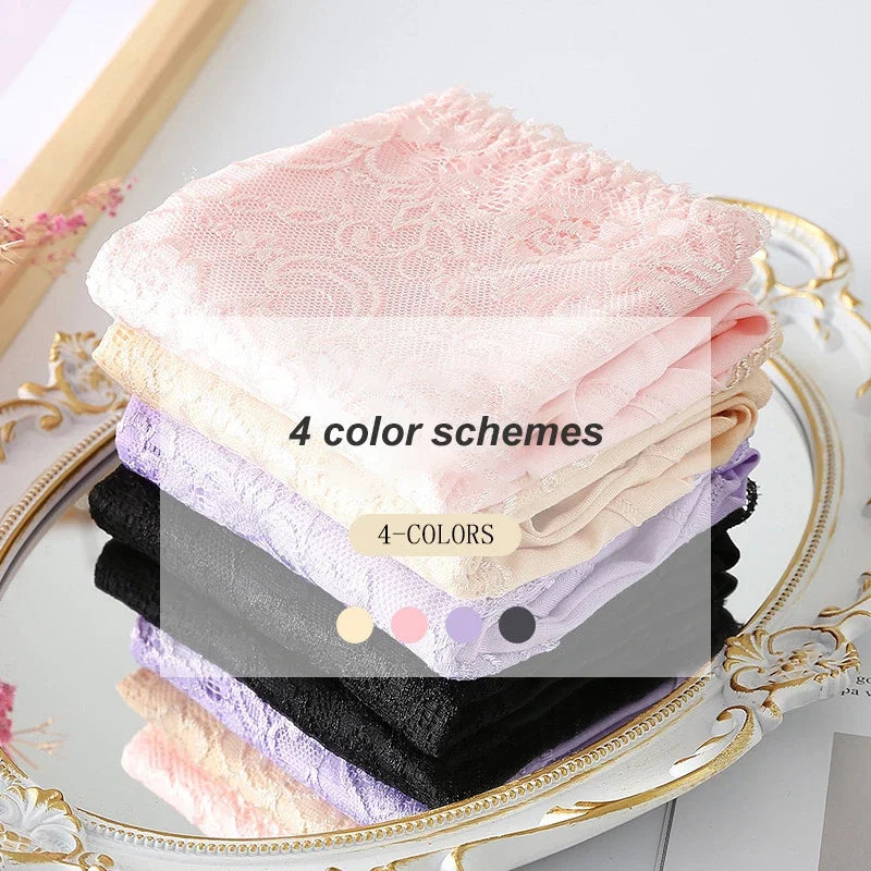 Women's High Waist Loose Fit Breathable Milk Lace Underwear