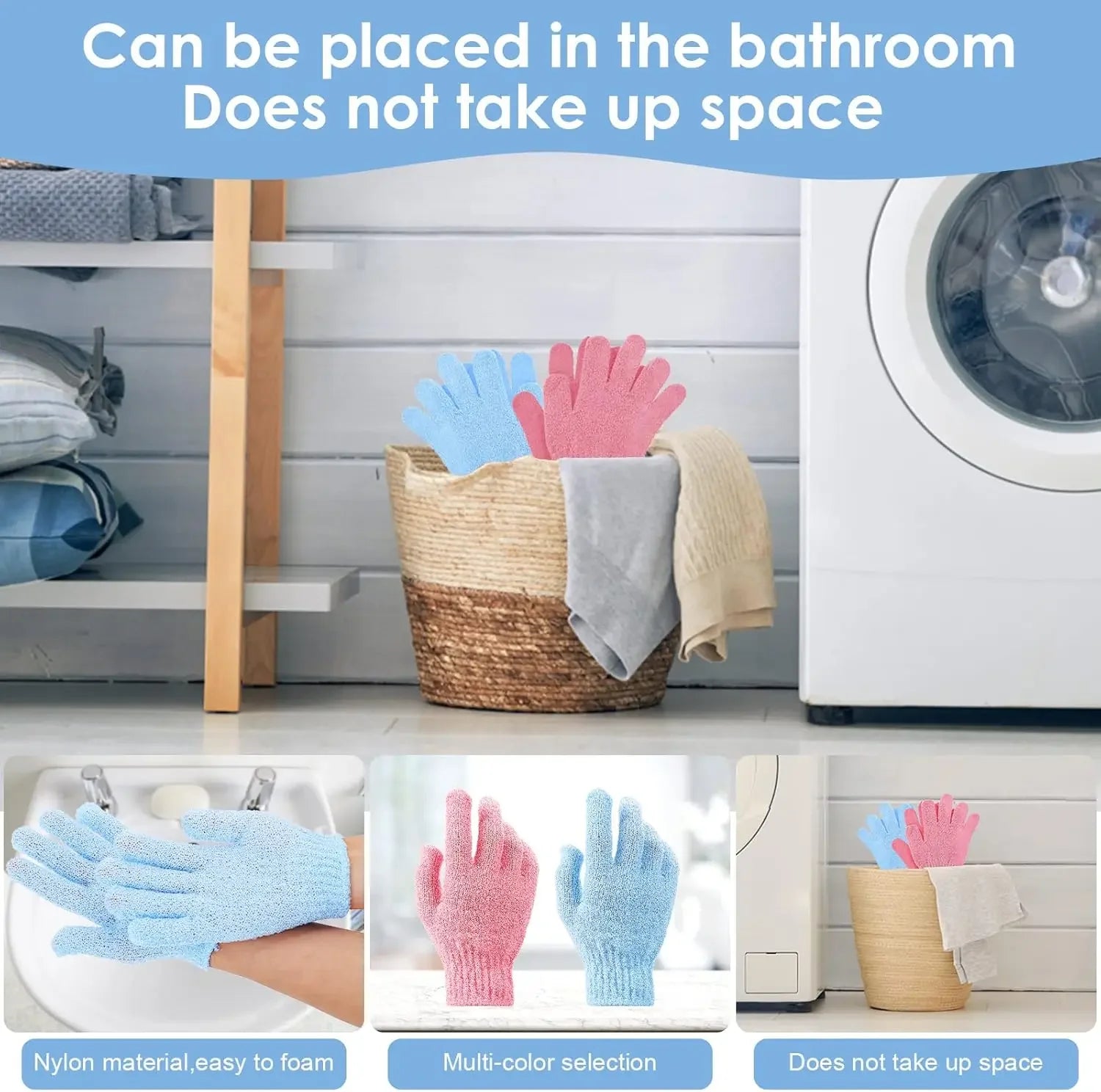 5/10 New Pieces Exfoliating Bath Gloves Double Sided Bath Gloves for Beauty Spa Massage Skin Shower Scrubber Bathing Accessories