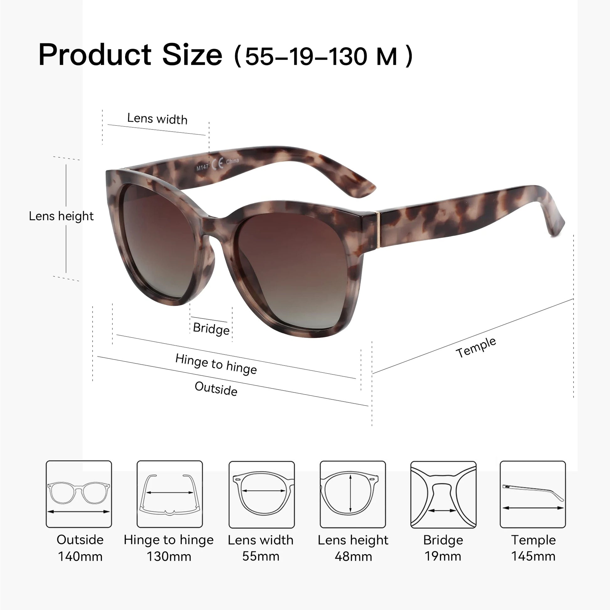 ZENOTTIC Fashion Cateye Polarized Sunglasses for Women - Oversized Sun Glasses UV400 Protection Retro Shades Designer Style - Daisan Mart