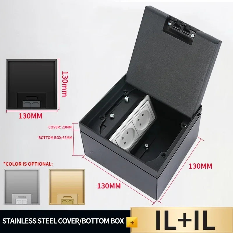 Ổ Cắm Âm Sàn Đa Chuẩn 130x130mm Lắp Gạch Chìm - Daisan Mart