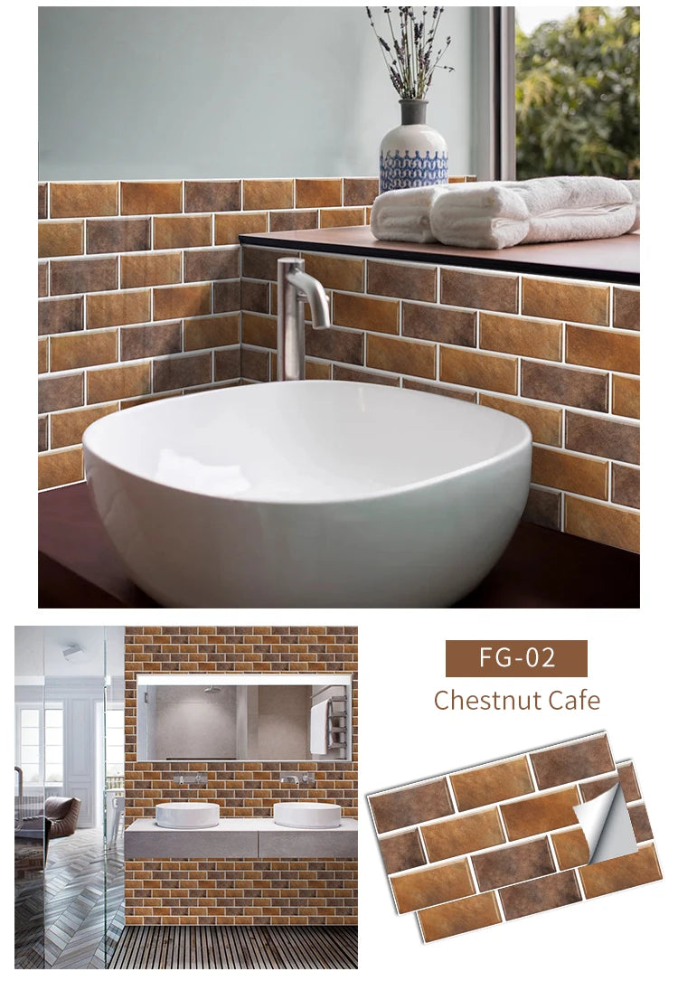 Gạch Dán Tường 3D Chống Thấm PVC Đa Sắc Nội Thất