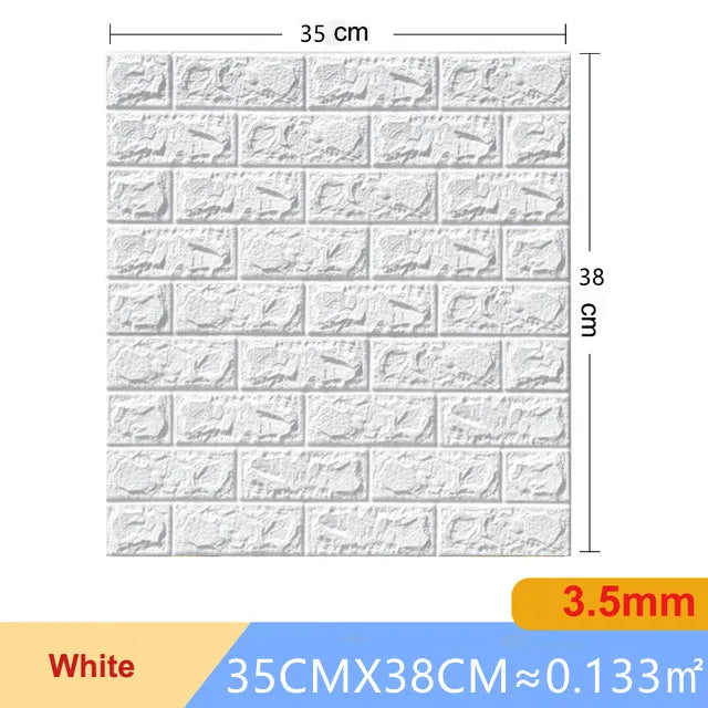 20pcs 35m*38.5cm 3DWall Sticker Solid Color Faux Brick Bedroom Home Decor Waterproof Self Adhesive DIY Living Room Wallpaper