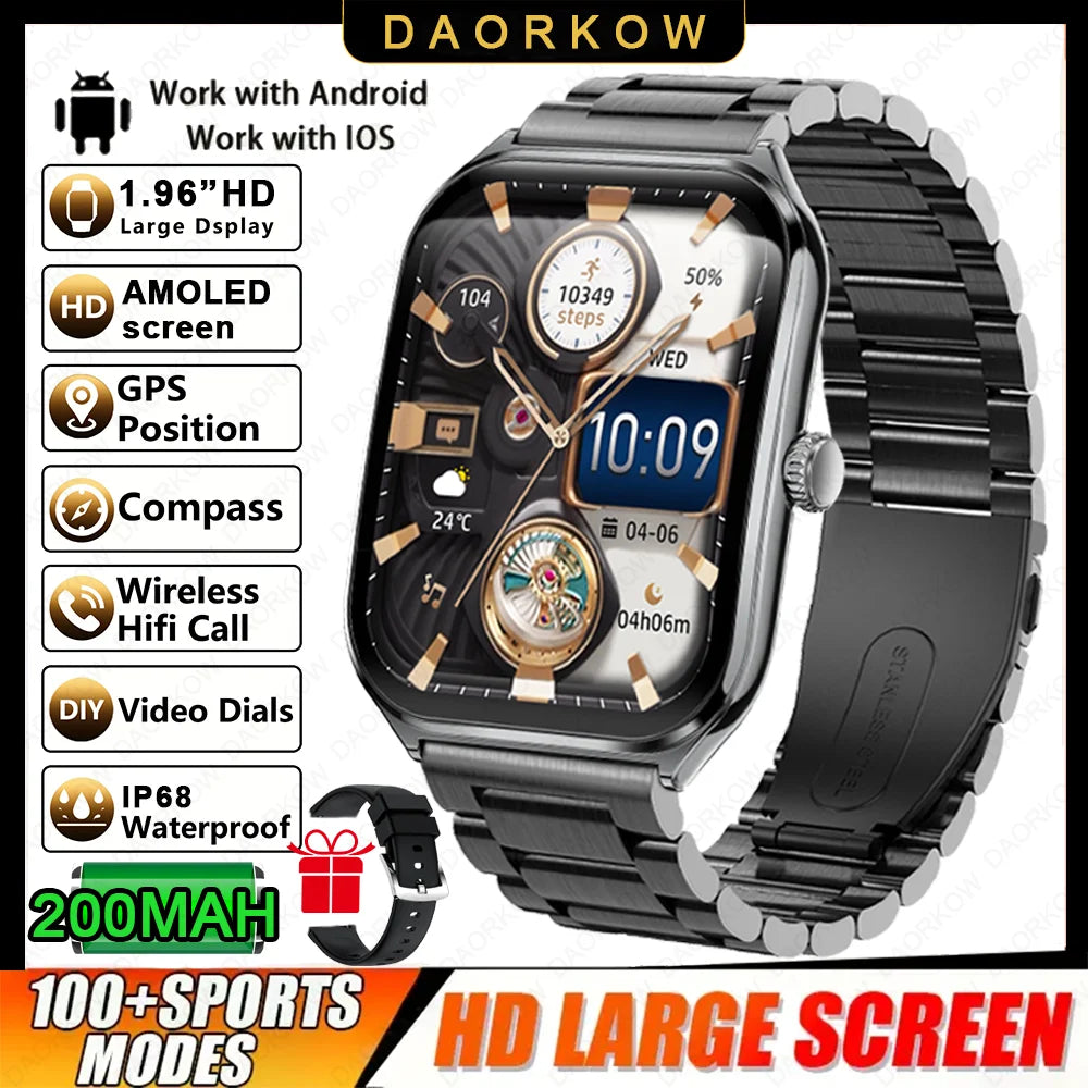 Đồng hồ thông minh mỏng nhẹ 1.96'' hỗ trợ 100+ môn thể thao