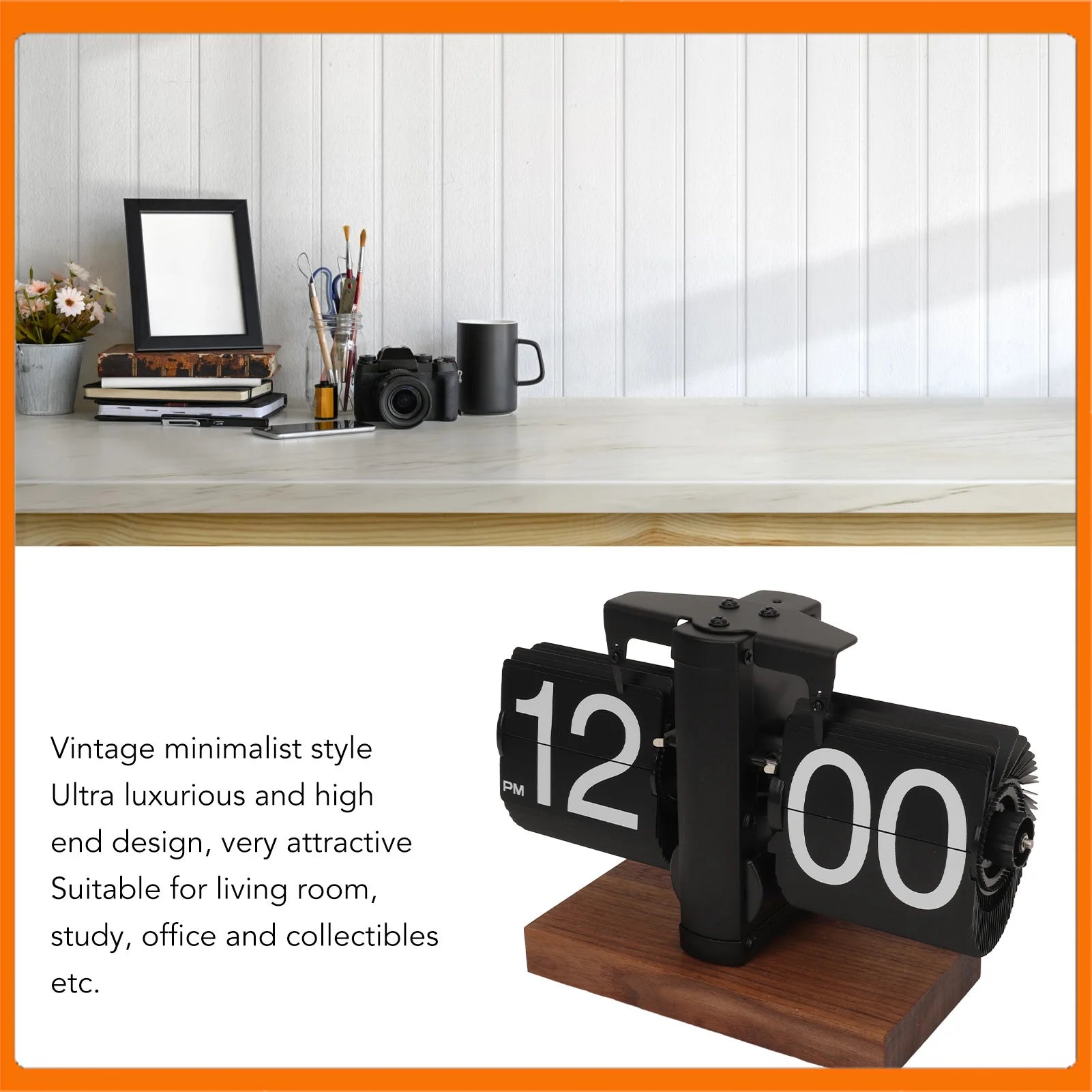 Đồng Hồ Bàn Flip Cơ Tự Động Kiểu Retro Trang Trí