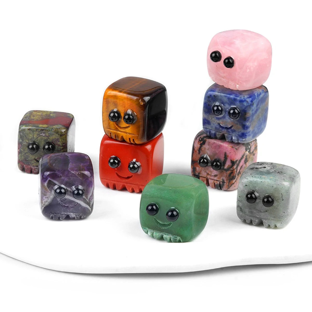 Natural Quartz Stone Block Carved Smile Reiki