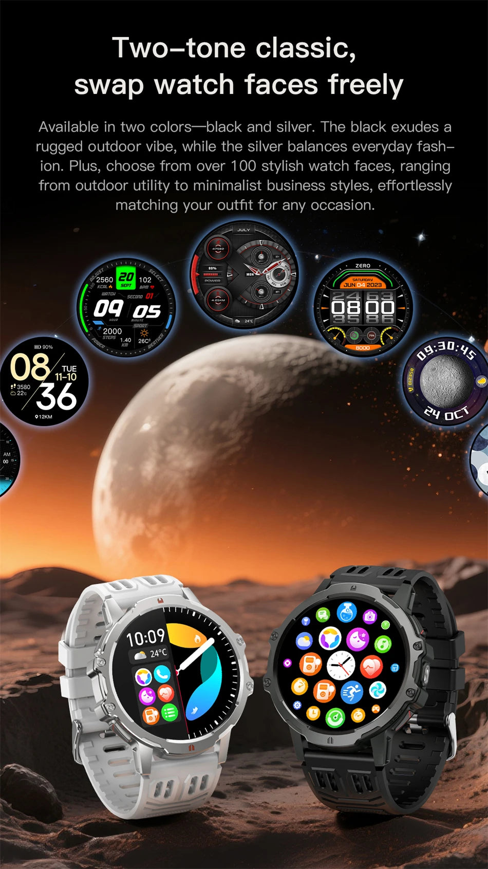 Đồng Hồ Thông Minh AMOLED GPS Sức Khỏe IP68 1.7