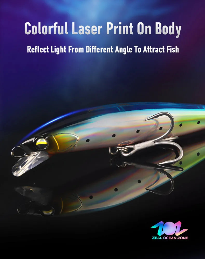 Kingdom Saltwater Minnow Lure 140mm 38g Sinking Wire Go Through Body Wobblers Long Casting Artifical Bait For Seabass Jerkbait