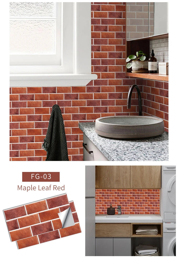 Gạch Dán Tường 3D Chống Thấm PVC Đa Sắc Nội Thất