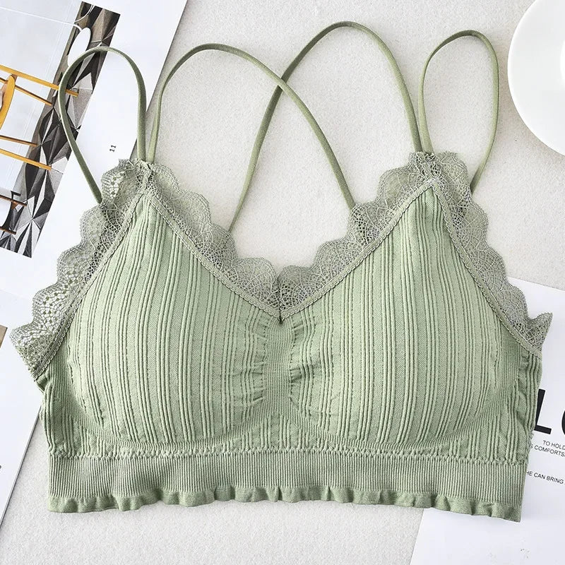 Sexy Seamless Crossover Lace Backless Bra For Girls Stylish Sports Crop Top Underwear For Comfortable Layering
