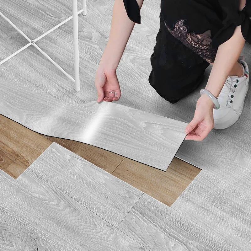 Wood Grain Floor Sticker Nordic Style Foil Bottom Repeated Self-adhesive Waterproof for Living room Toilet Kitchen Home Stickers