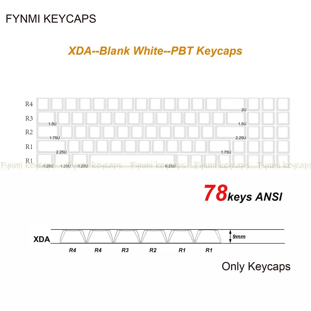 Fynmi XDA PBT White Keycaps for Mechanical Keyboard