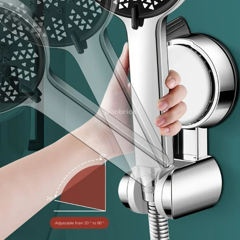 Bath Shower Holder Support Mural Douche Suction Cup Adjustable Handheld Wall Mounted Large Shower Head Supports Relocatable - Daisan Mart