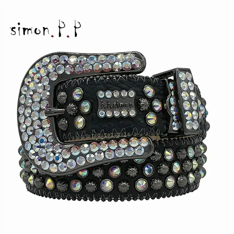 BB Simon belt with luxurious rhinestones for men and women