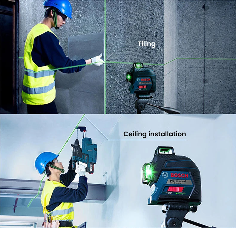 Bosch GLL 3-60 XG Laser Level 12 Lines Green 3D Level Self-Leveling 360 Horizontal &amp; Vertical Cross 30m Powerful Measuring Tool