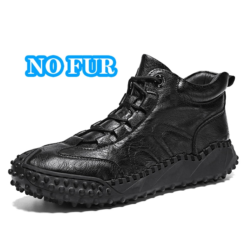 Men's Vintage Handmade Leather High-Top Lace-Up Retro Shoes