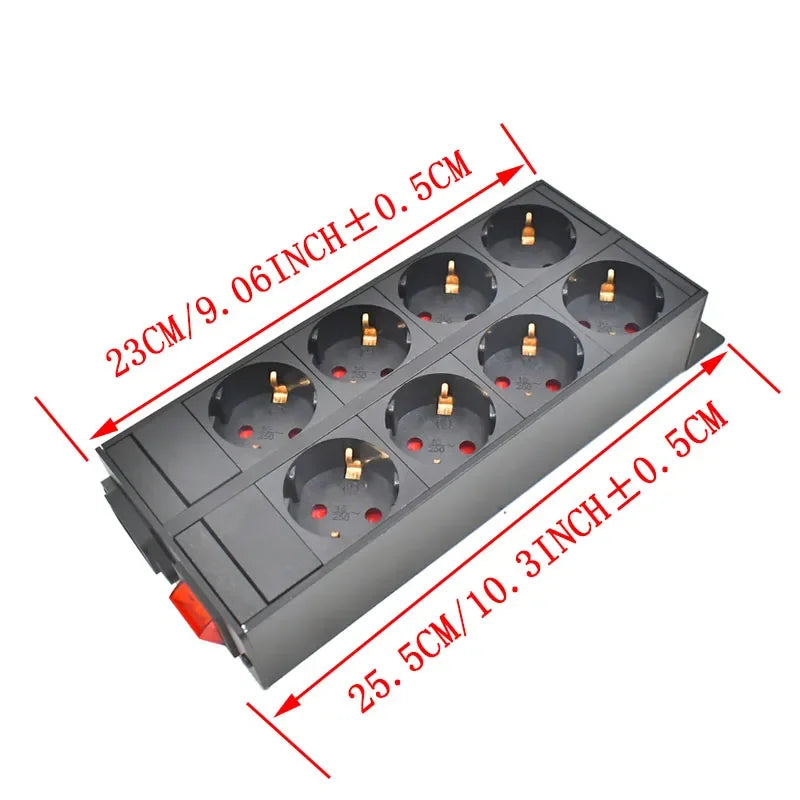 Ổ Cắm PDU Nhôm Tủ Điện 2-10 Ổ Chuẩn Đức Có Công Tắc - Daisan Mart