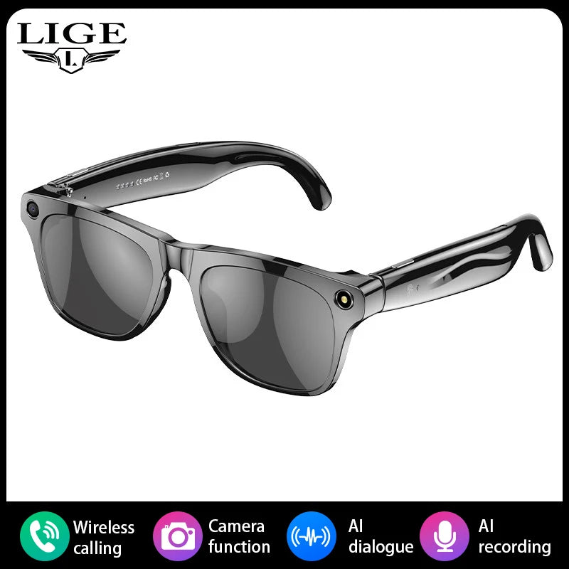 LIGE AI Smart Glasses: Bluetooth Calling, Camera, Music
